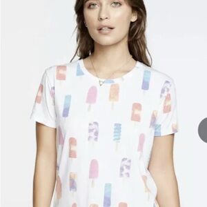 Chaser Multicolor Ice Pop Popsicle Print Women's Graphic Summer Tee Size Small